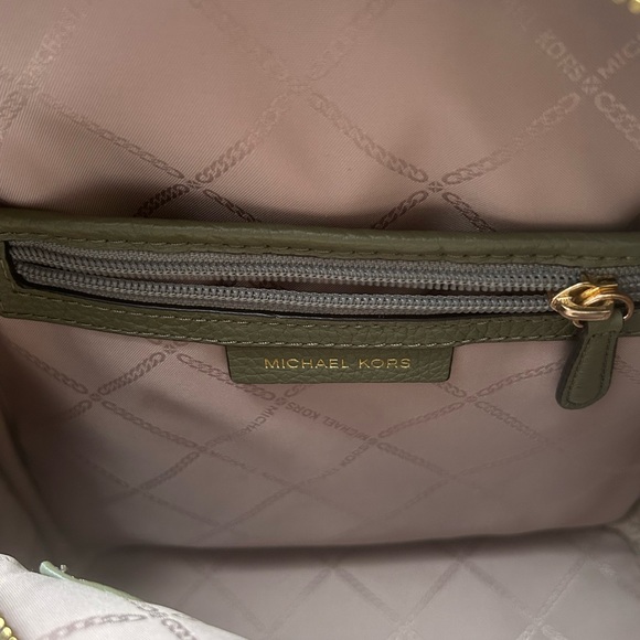 Michael Kors Olive Green Pebbled Leather Mini Backpack Gold Hardware NWOT - Picture 13 of 16